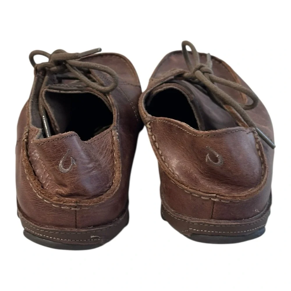 Olukai Nalukai Brown Leather Tie On Loafer‎ Men's Shoe 9.5M